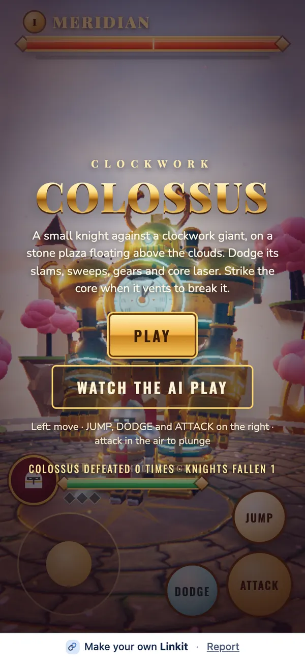 Clockwork Colossus, as it looks on a phone