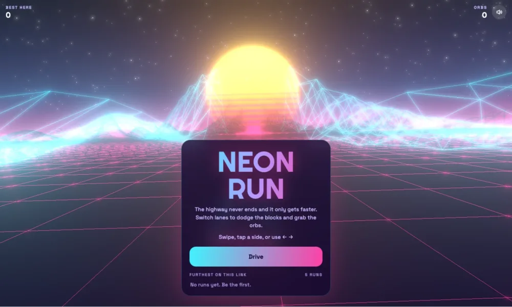 Neon Run: an endless highway game